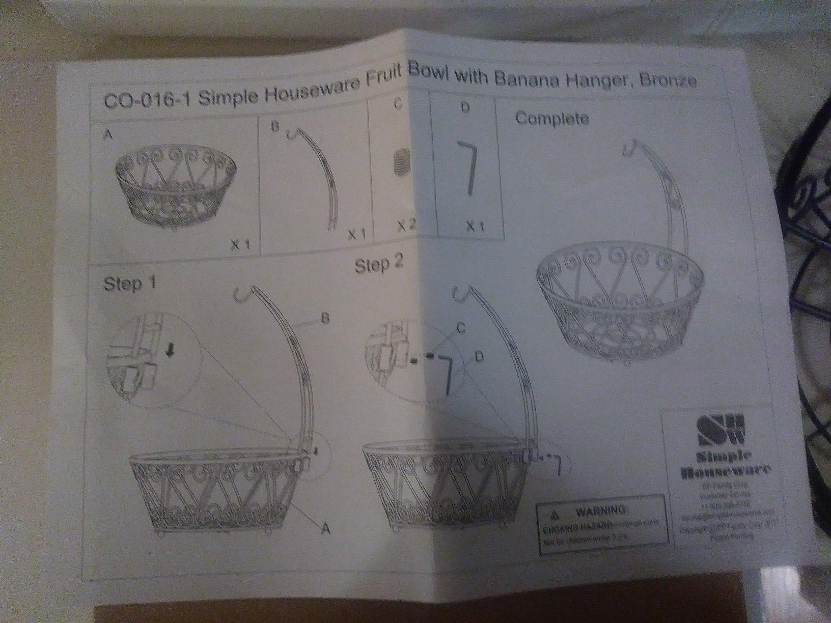SimpleHouseware Fruit Basket Bowl with Banana Tree Hanger, Bronze customer photo 2