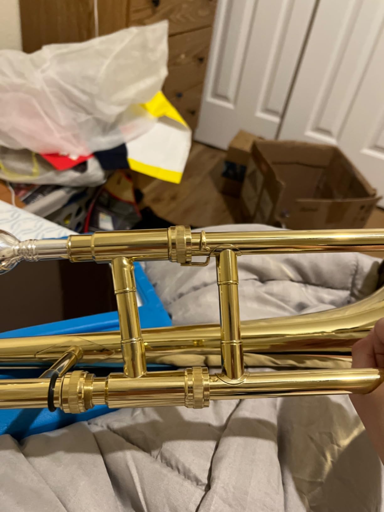 Costzon B Flat Tenor Slide Trombone Brass, Ideal for Standard Student Beginner Trombone w/Case, Gloves, Mouthpiece, Portable customer photo 1