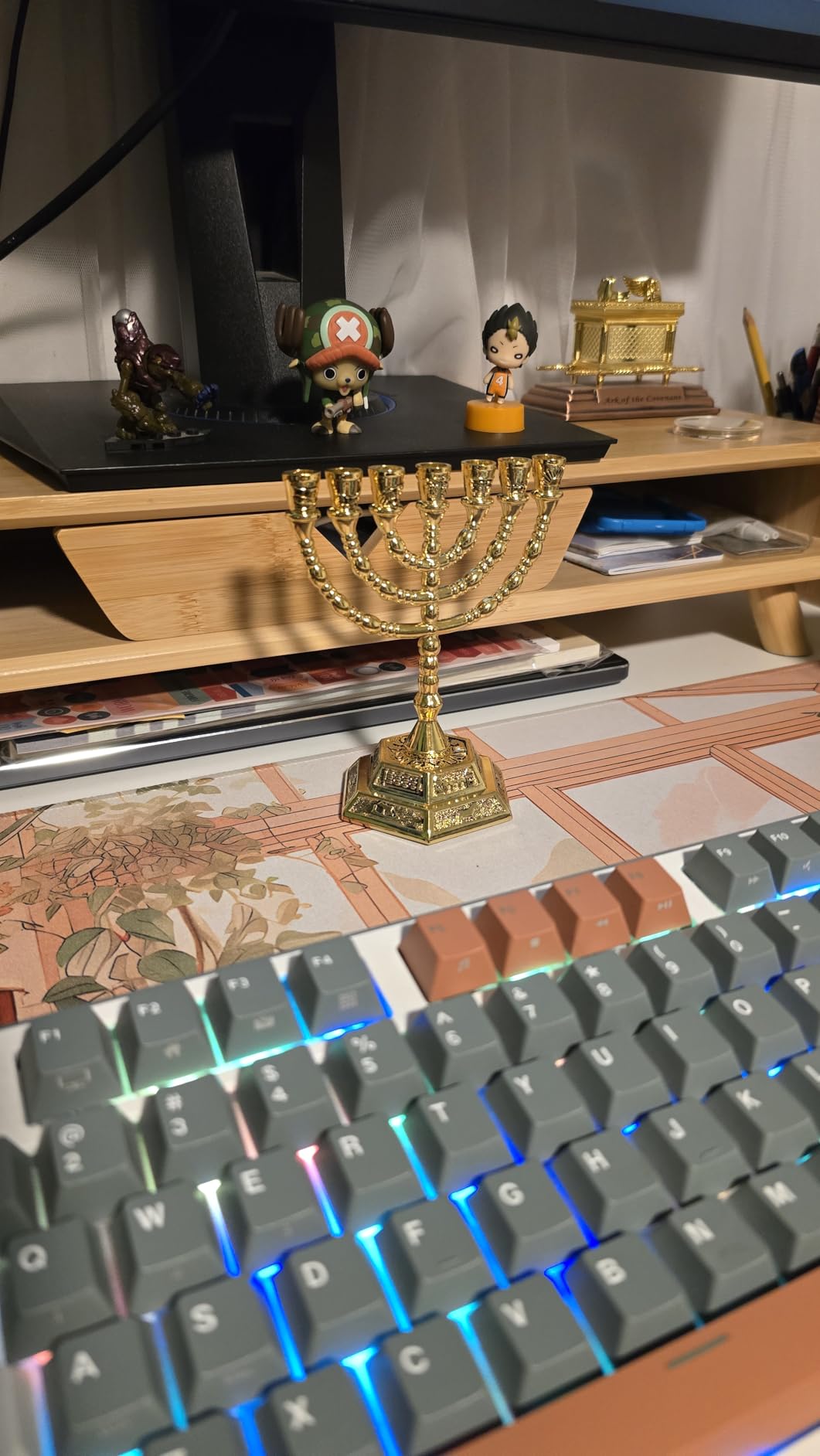 BRTAGG 12 Tribes of Israel Menorah, Jerusalem Temple 7 Branch Jewish Candle Holder (8 Inches, Gold) customer photo 1