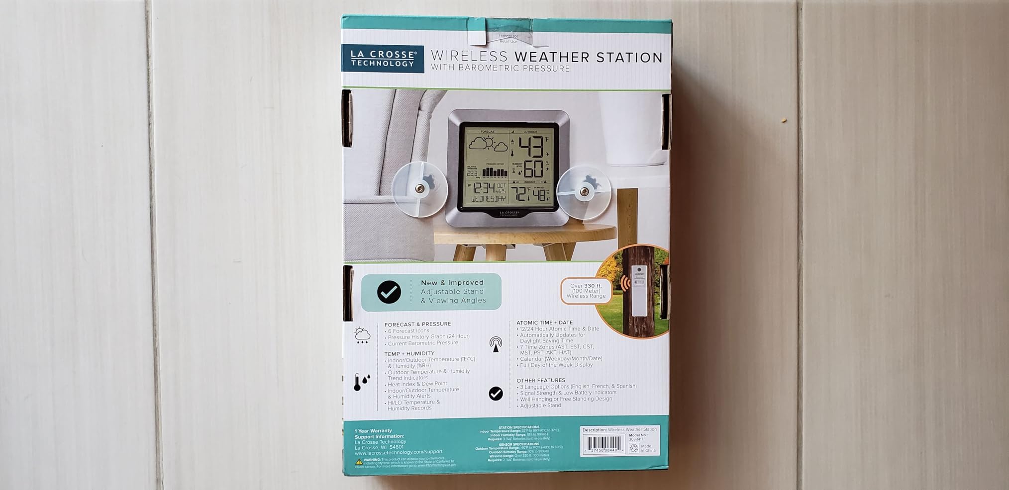 La Crosse Technology Advanced Wireless Weather Station: Dynamic Icons, Barometric Pressure, Atomic Time, Temperature/Humidity Gauge, Recording, Stylish Display, Fast Reception & Long Range (330 Feet) customer photo 2