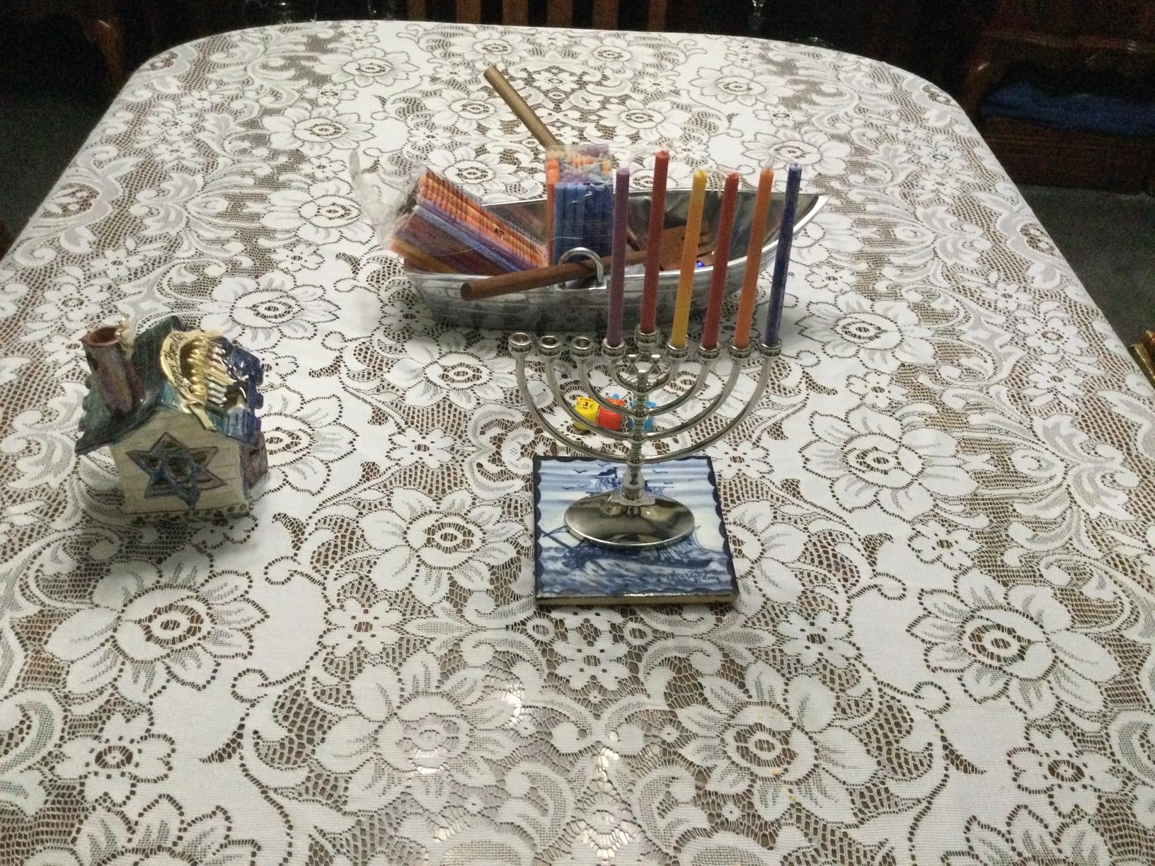 The Dreidel Company Hanukkah Menorah with Traditional Star Polished Aluminum Finish, Full Size 7 Inches Tall customer photo 2