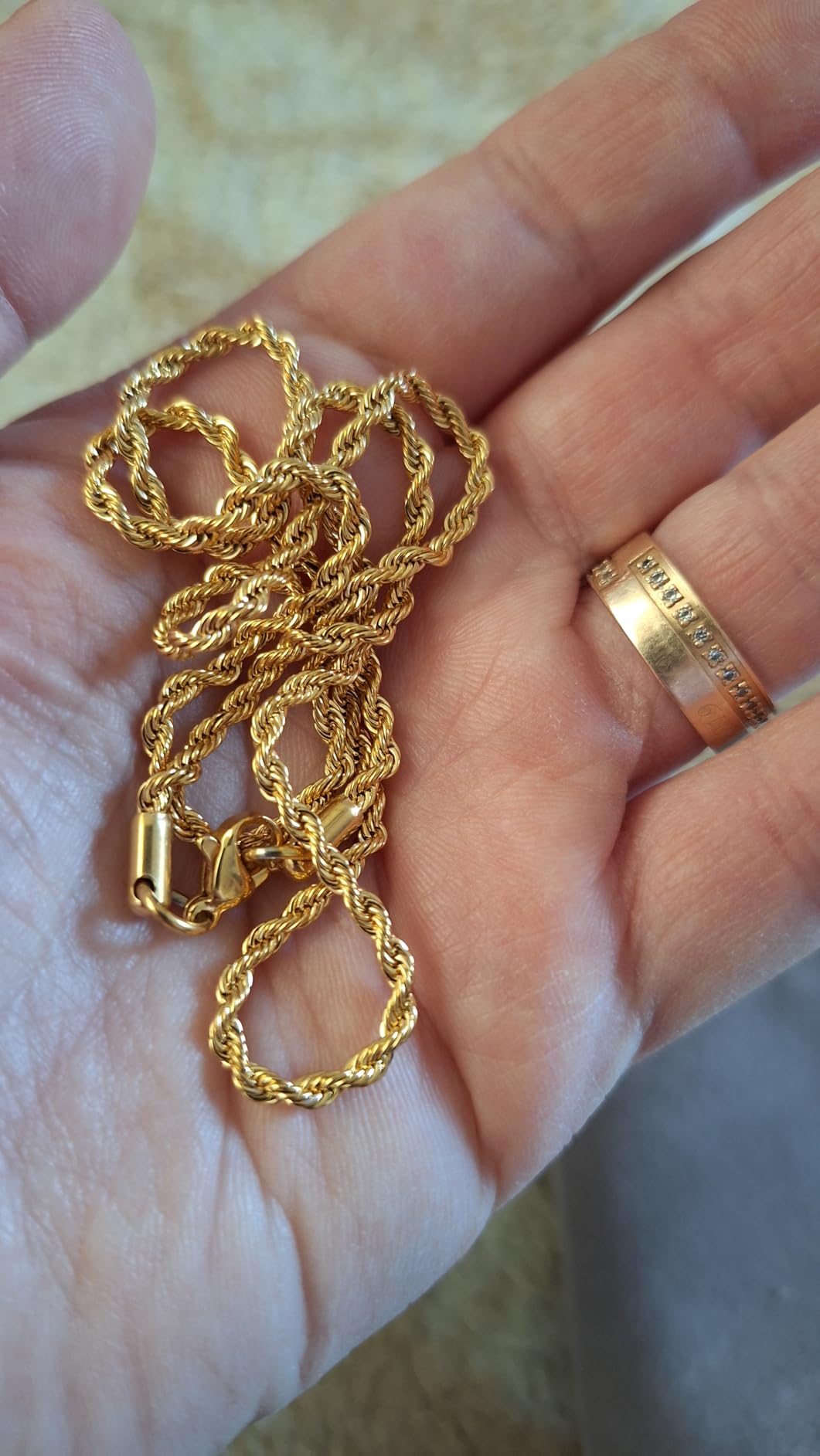 Monily Gifts for Father's Day 24k Gold Plated Rope Chain 1.5mm 2.5mm 5mm Stainless Steel Twist Chain Necklace for Men Women customer photo 1
