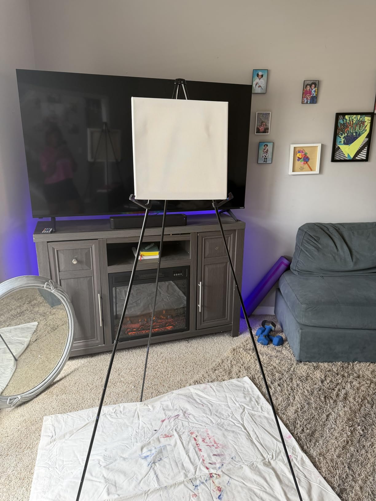 Portable Artist Easel Stand for Painting - Adjustable Height Painting Easel with Bag - Tabletop Art Easel for Painting Canvas Stand, Poster Stand & Wedding Signs Stand - Metal Tripod - 17x66 inches customer photo 1