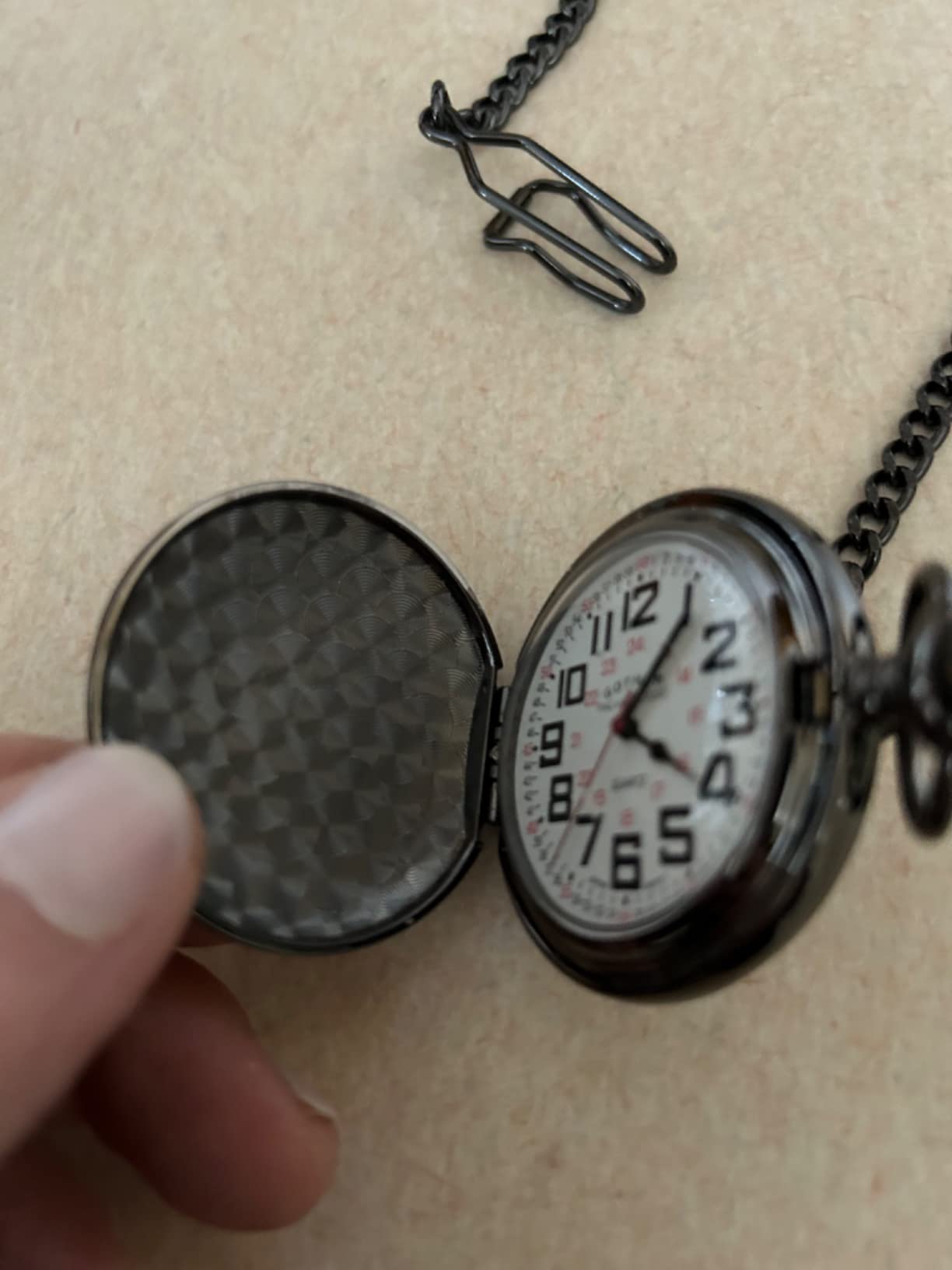 Gotham Men's Gunmetal Railroad Polished Finish Covered Quartz Pocket Watch # GWC15044B customer photo 1