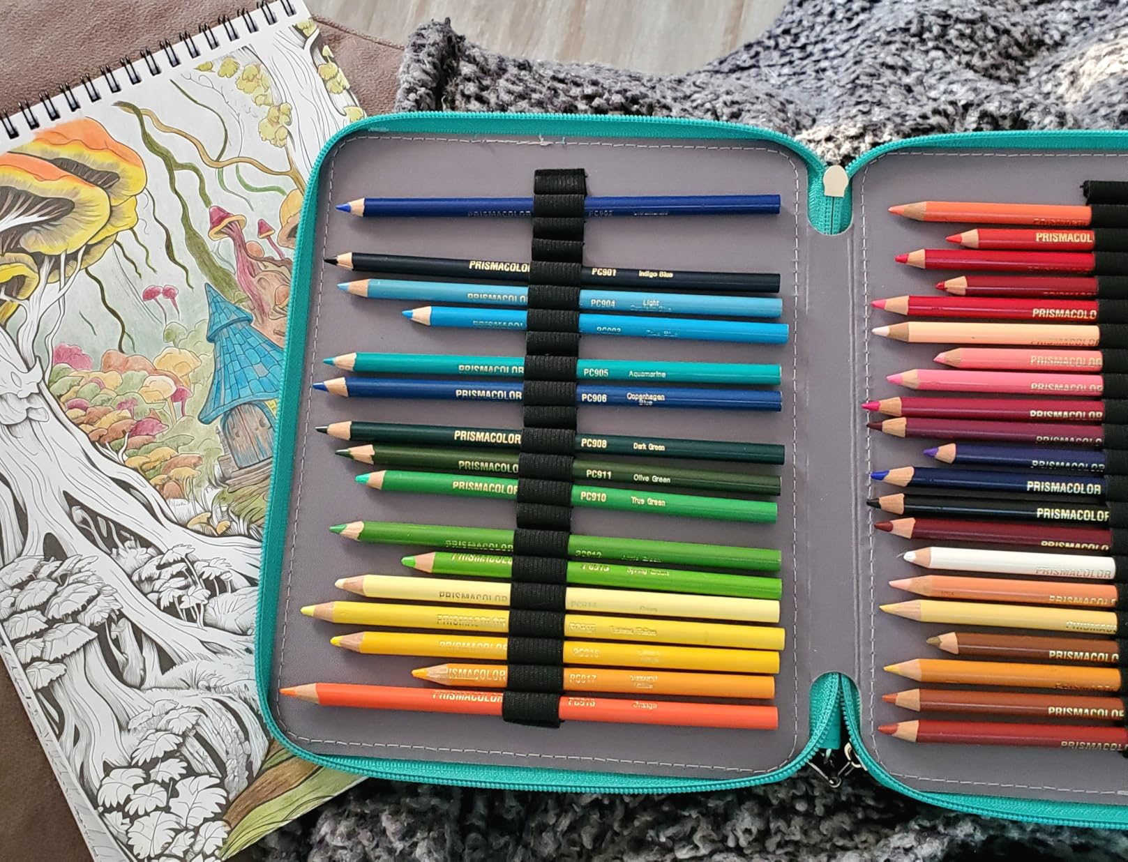BTSKY Deluxe PU Leather Pencil Case For Colored Pencils - 120 Slot Pencil Holder with Handle Strap Handy Colored Pencil Box Large (Purple) customer photo 1
