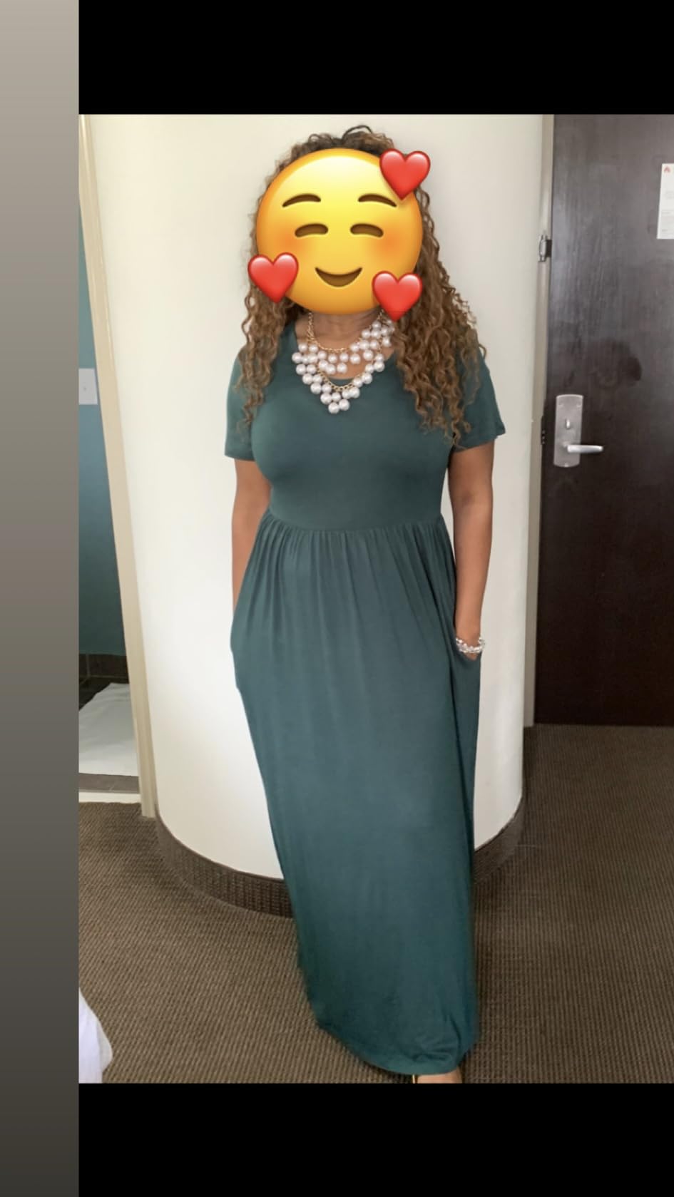 Women's Short Sleeve Loose Plain Maxi Dresses Casual Long Dresses with Pockets customer photo 2