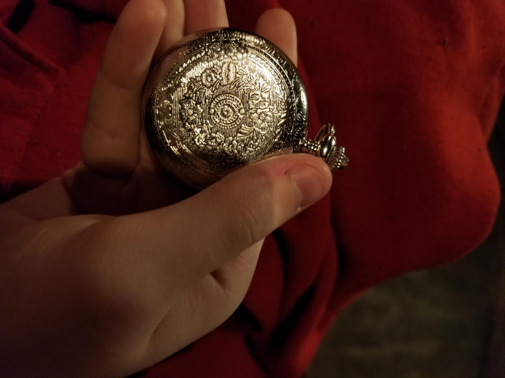 Men's Quartz Pocket Watch with Black Dial and Chain customer photo 2