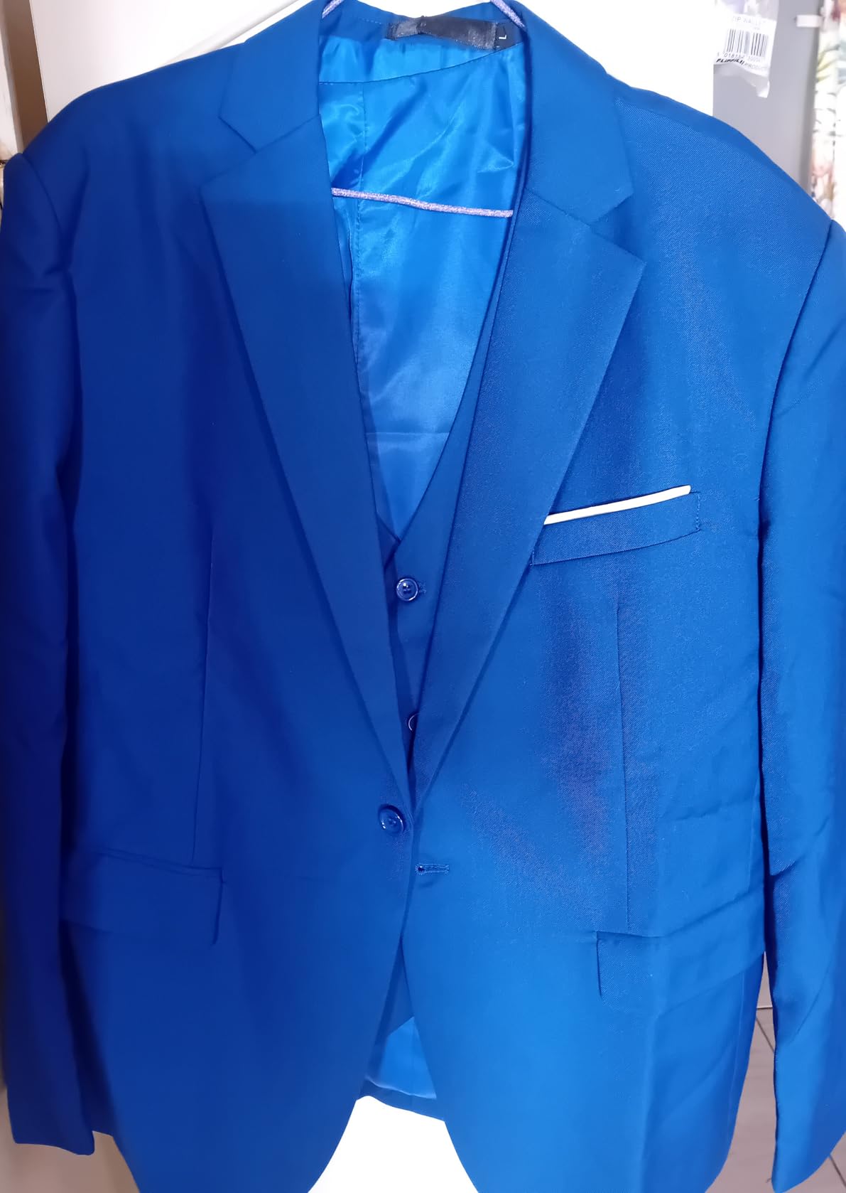 WULFUL Men's Slim Fit Suit One Button 3-Piece Blazer Dress Business Wedding Party Jacket Vest & Pant customer photo 1