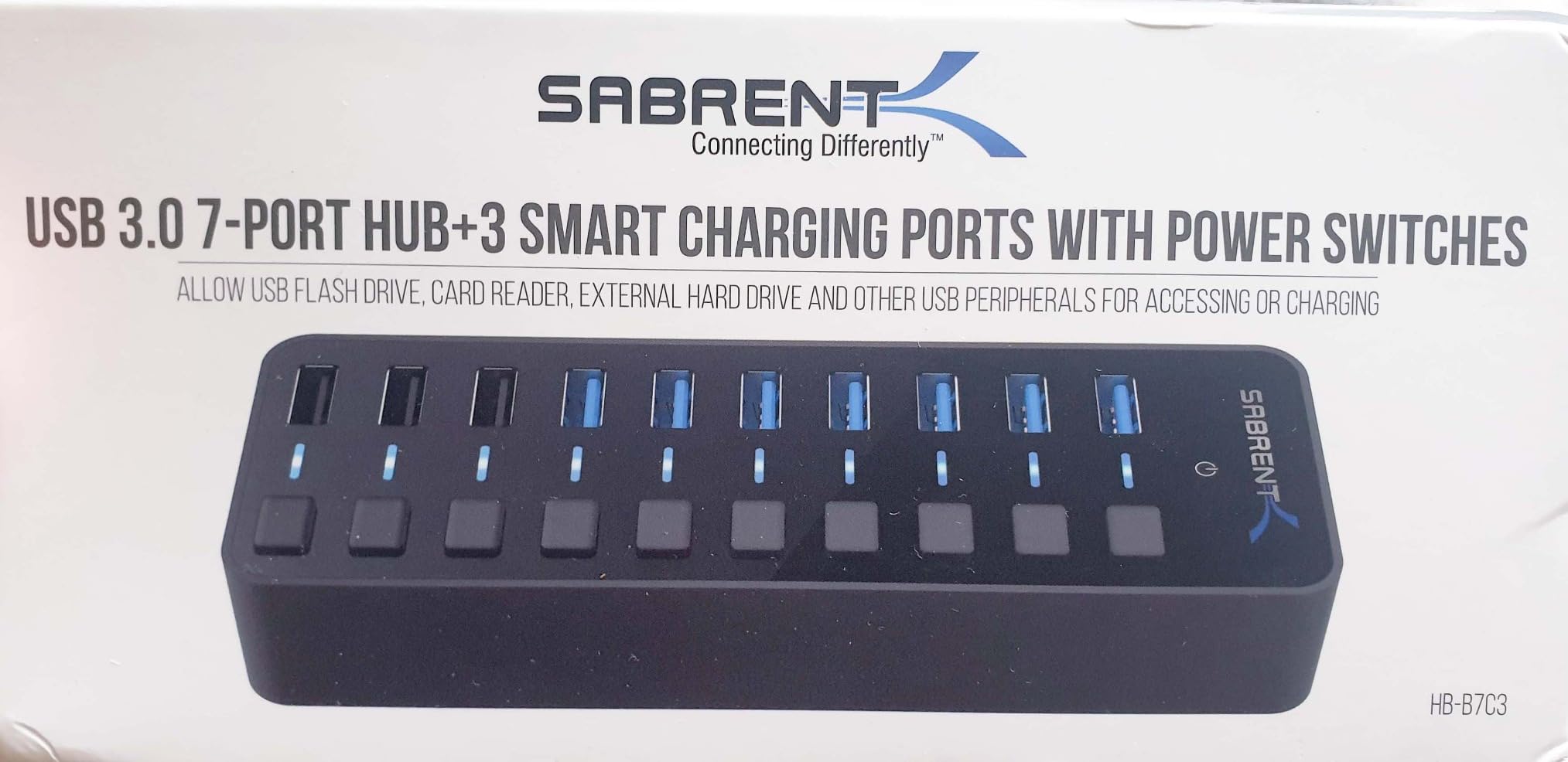 SABRENT 10-Port USB 3.0 Hub, Individual Power Switches and LEDs, 3 Smart Charging Ports, 60W Power Adapter, for PC, Mac, Xbox, PS5, Laptop, Desktop, USB Devices (HB-B7C3) customer photo 2