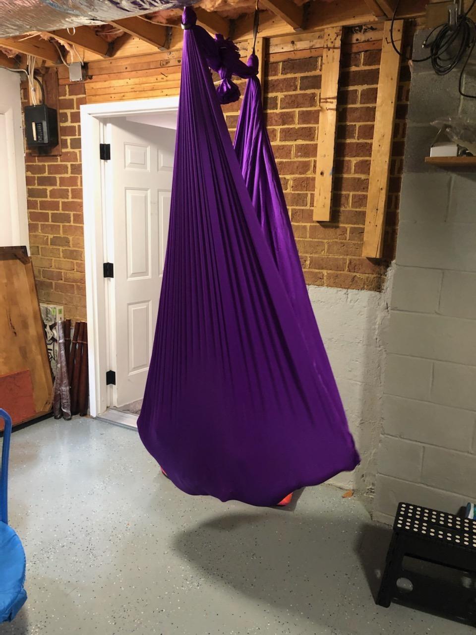 Aerial Silk Yoga Hammock & Swing for Home, Inversion Exercises, Starter Kit for All Levels - Durable with Extension Straps, Carabiners, and Pose Guide customer photo 2