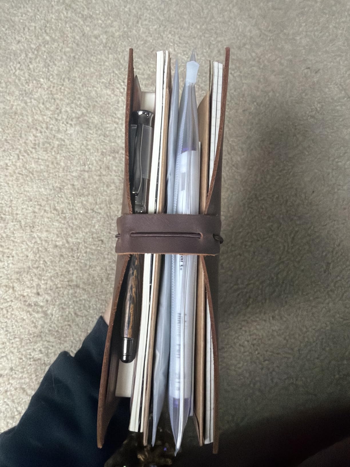 newestor Refillable Leather Journal Travelers Notebook - 8.5 x 4.5 Travel Diary with 5 Inserts + Pen Holder and Binder Clip, Standard Size, Brown customer photo 1