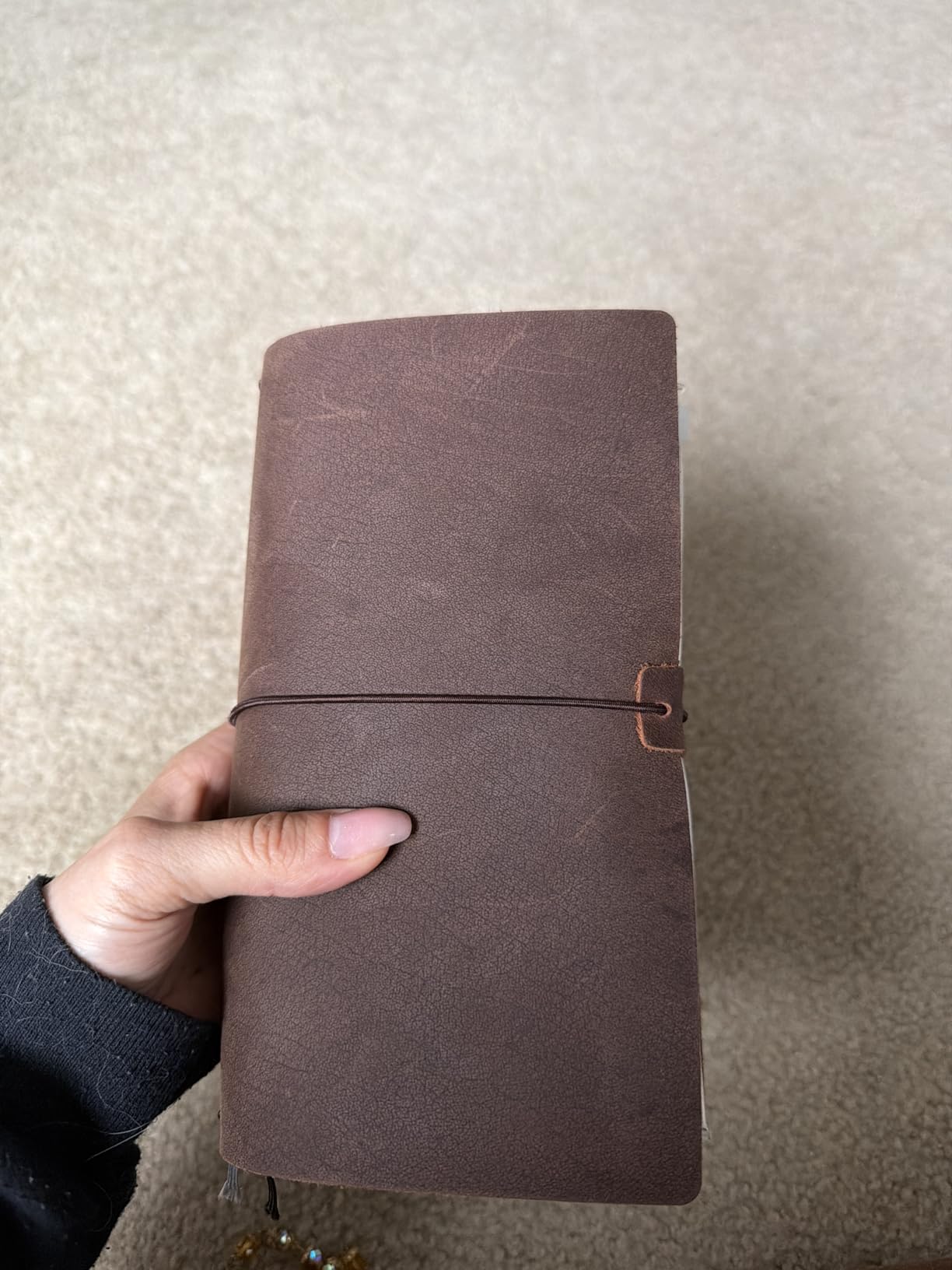 newestor Refillable Leather Journal Travelers Notebook - 8.5 x 4.5 Travel Diary with 5 Inserts + Pen Holder and Binder Clip, Standard Size, Brown customer photo 2