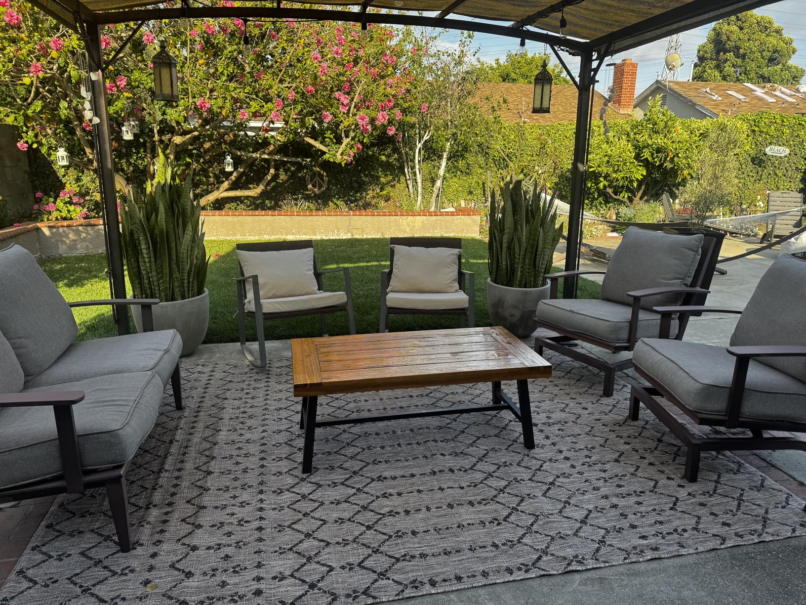 Christopher Knight Home Carlisle Outdoor Acacia Wood Coffee Table, Sandblast/Rustic Metal customer photo 1