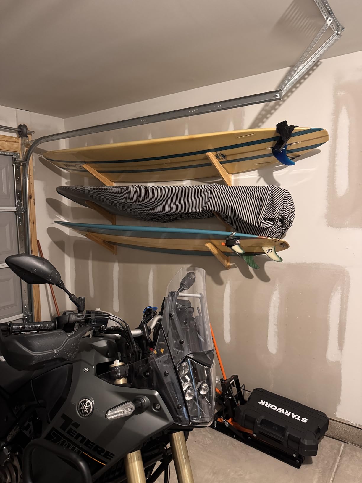 StoreYourBoard Timber Surfboard Wall Rack, Holds 3 Surfboards, Wood Home Storage Mount System customer photo 1