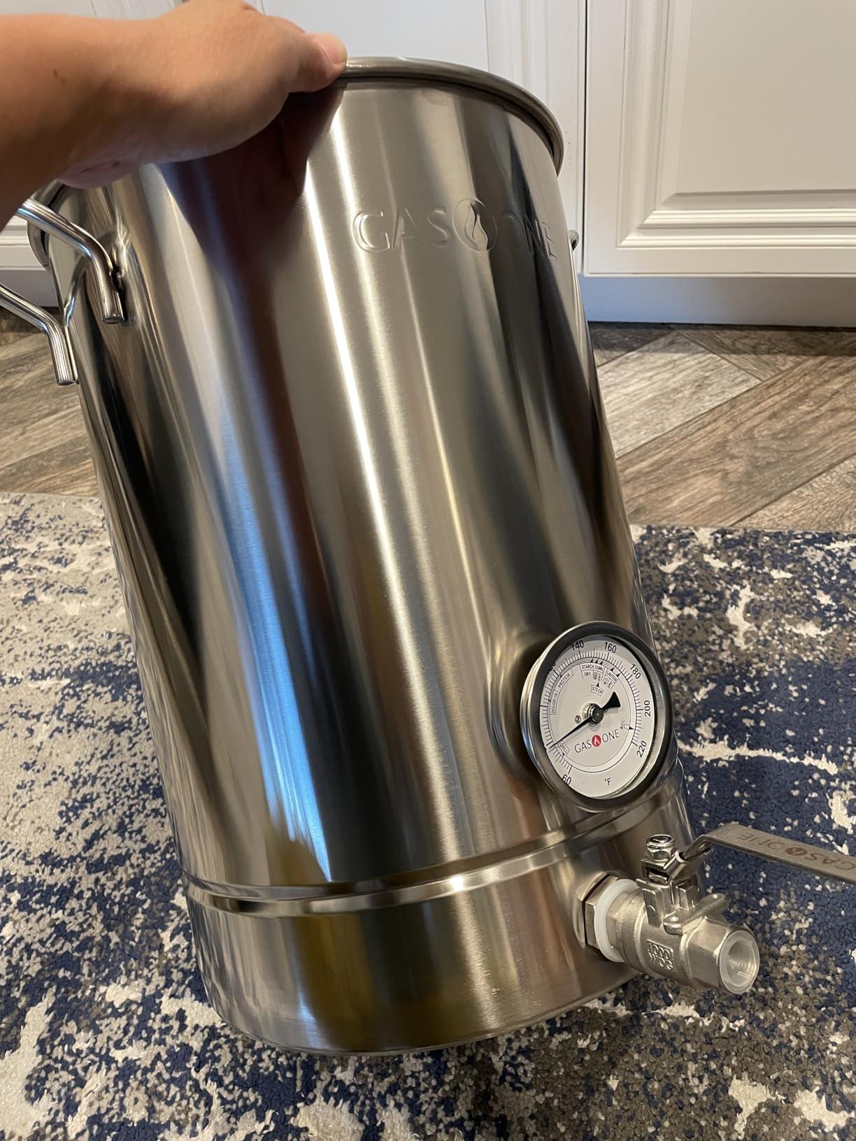 GasOne 10 Gallon Stainless Steel Home Brew Kettle Pot Pre Drilled 4 PC Set 40 Quart Tri Ply Bottom for Beer Brewing Includes Stainless Steel Lid, Thermometer, Ball Valve Spigot customer photo 2