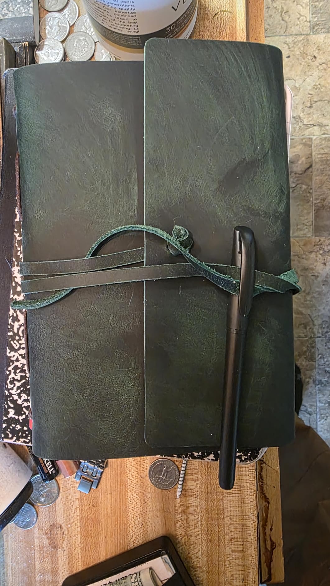 Leather Journal Writing Notebook - Genuine Leather Bound Daily Notepad for Men & Women Lined Paper 240 Kraft Pages, Handmade, Rustic Brown, 5 x 7 in customer photo 1