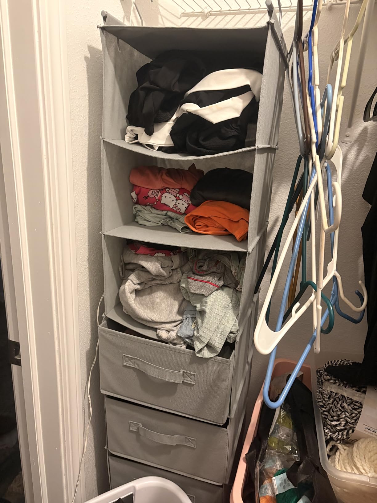 MAX Houser 6 Tier Shelf Hanging Closet Organizer, Closet Hanging Shelf with 2 Sturdy Hooks for Storage, Foldable (Grey) customer photo 2