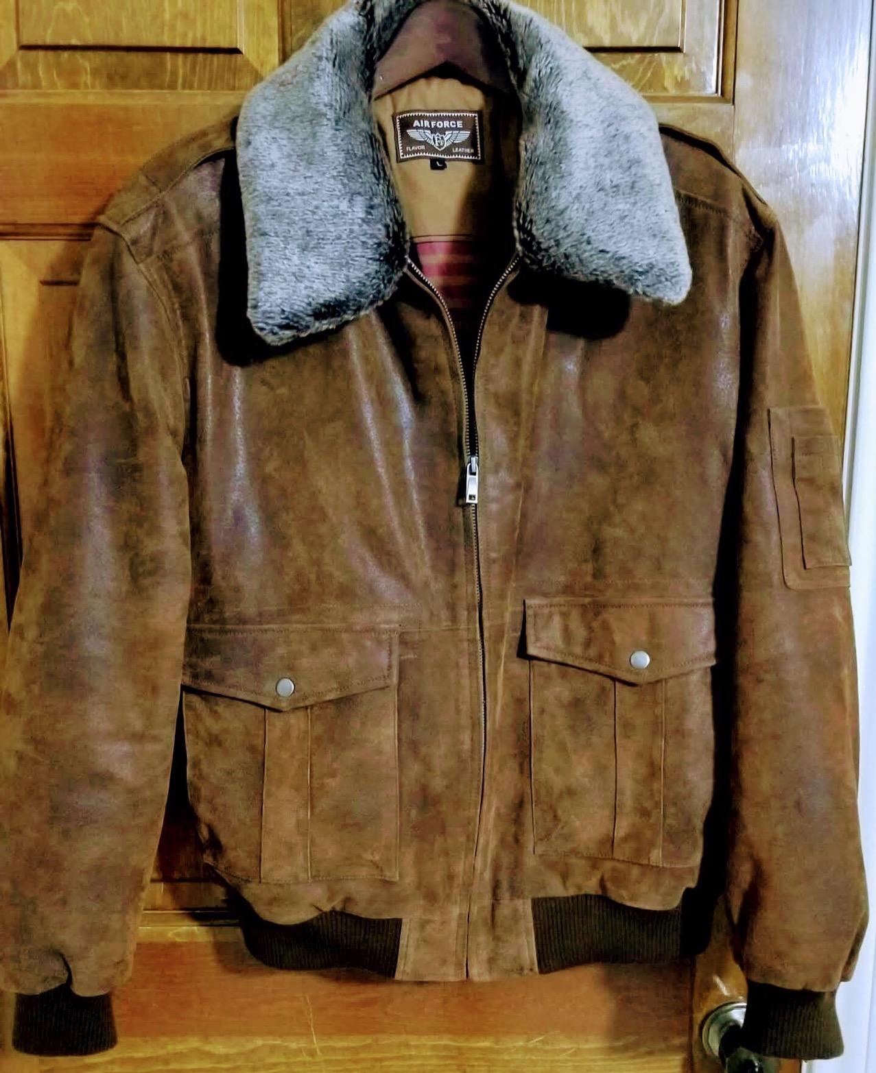 Men's Leather Flight Bomber Jacket Air Force Aviator customer photo 1