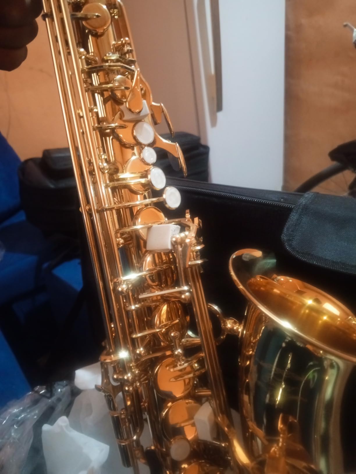 Eastar Student Alto Saxophone E Flat for Beginner Sax Full Kit with Carrying Case, Mouthpiece, Straps, Reeds, Stand, Golden Lacquer, AS-II customer photo 2