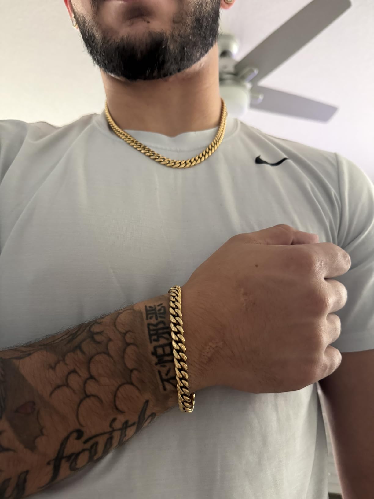 Mens Heavy Miami Cuban Link Chain Choker 14k Gold Plated Hip Hop Thick Stainless Steel 8mm-16mm Necklace/Bracelet customer photo 1