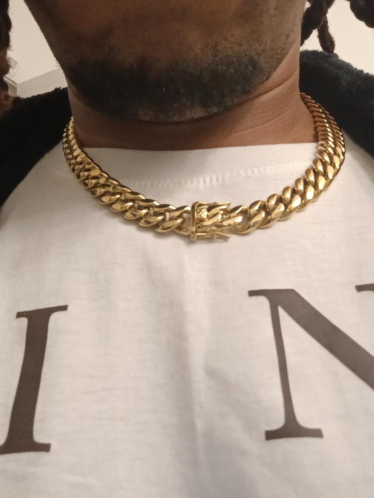 Mens Heavy Miami Cuban Link Chain Choker 14k Gold Plated Hip Hop Thick Stainless Steel 8mm-16mm Necklace/Bracelet customer photo 2