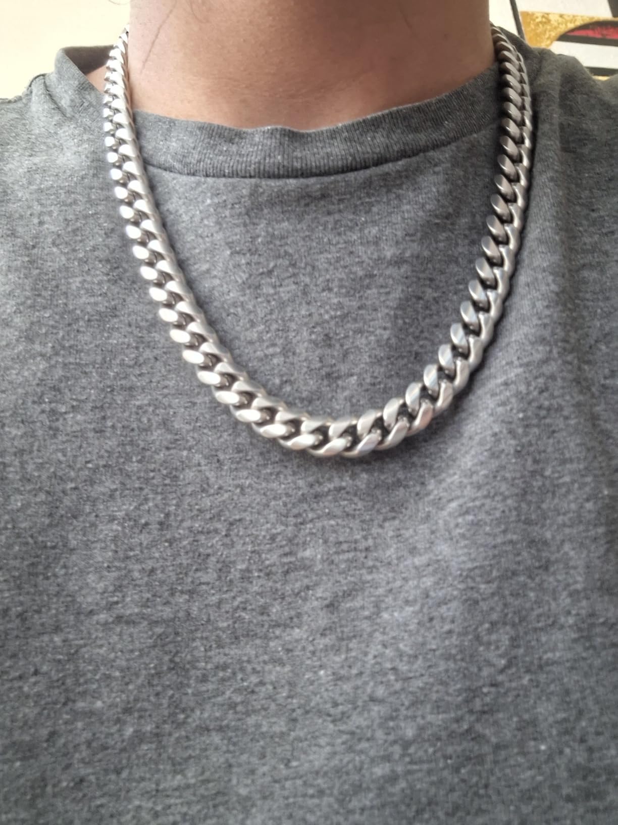 Stainless Steel Cuban Link Chains for Men, 4.8/6/10/14mm Width Cuban Chain Necklace, Black/18K Gold Plated/Silver No Tarnish Chains Jewelry for Men, 18-30 inch Length Hip Hop Miami Necklace, Send Gift Box customer photo 1