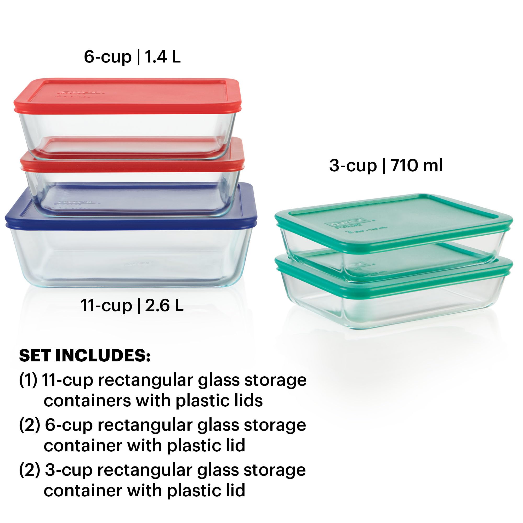 Pyrex Simply Store (5-Pack) Large Glass Food Storage Containers Set, (3, 6 & 11 Cup) Meal Prep Containers With Plastic BPA-Free Lids, Dishwasher & Microwave Safe customer photo 2