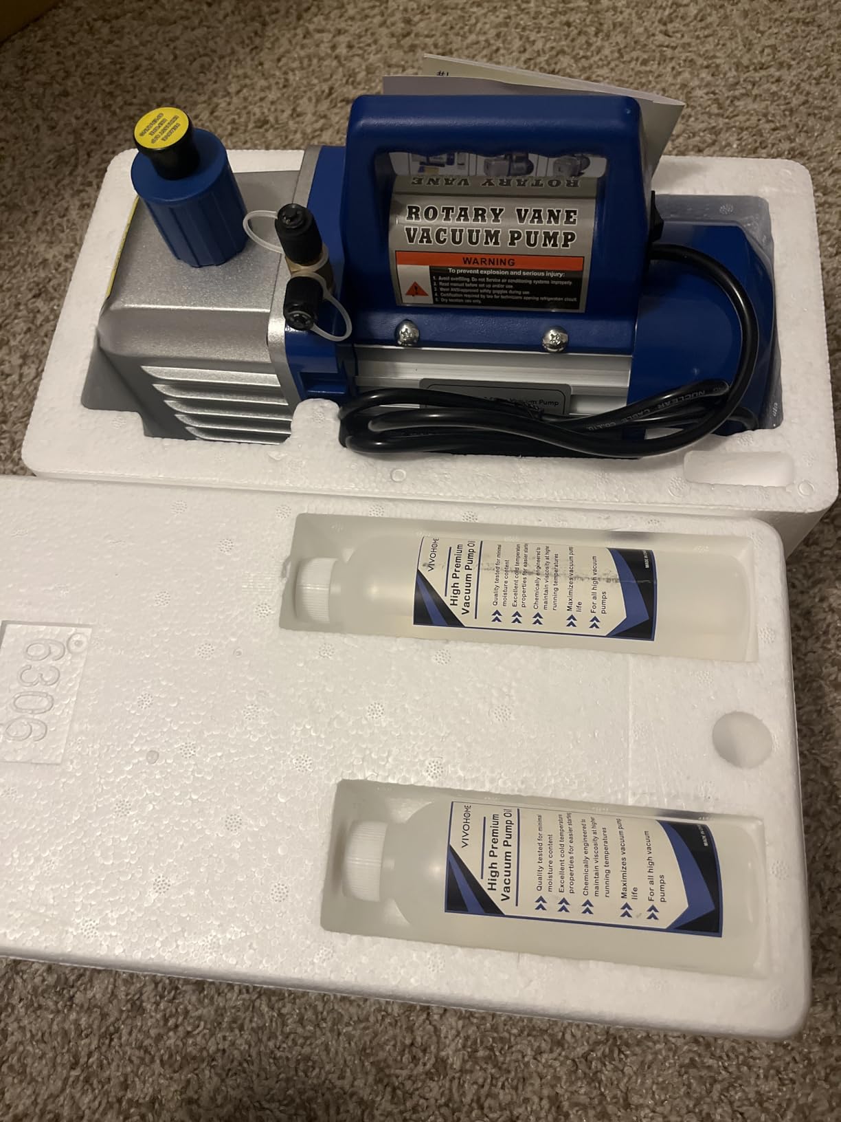 VIVOHOME 110V 1/2 HP 5 CFM Dual Stage Rotary Vane HVAC Air Vacuum Pump with Oil Bottle customer photo 1