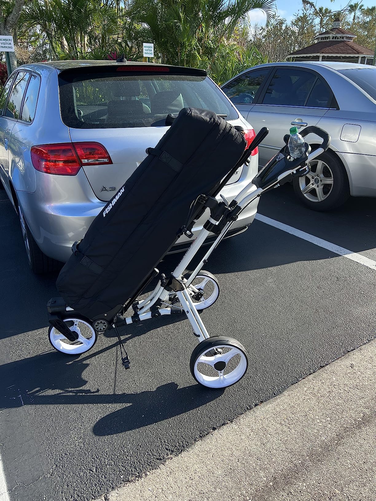 Qwik-Fold 3-Wheel Golf Push Cart with 360 Degree Swivel Front Wheel & Foot Brake - 1-Second Folding Golf Trolley, Lightweight Aluminum Frame, Umbrella Holder, Cup Holder & Storage customer photo 1