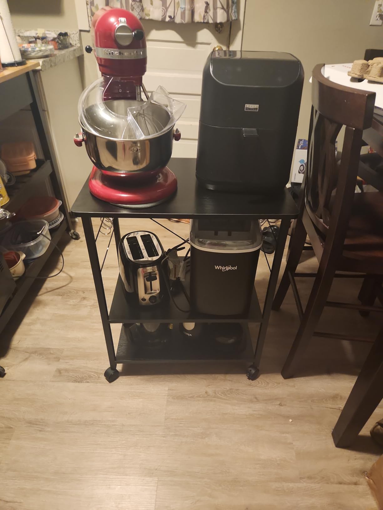 Mr IRONSTONE Microwave Cart 23.7'' for Small Space, 3-Tier Microwave Stand Coffee Cart Rolling Kitchen Utility cart on Wheels customer photo 1