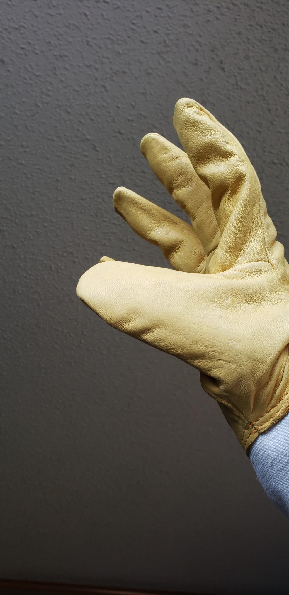 DZXZY Professional Beekeeping Gloves Hornets Premium Goatskin Leather Beekeeing Supplies with Long Canvas Protective Vented Sleeves & Elastic Cuffs.L Large customer photo 2