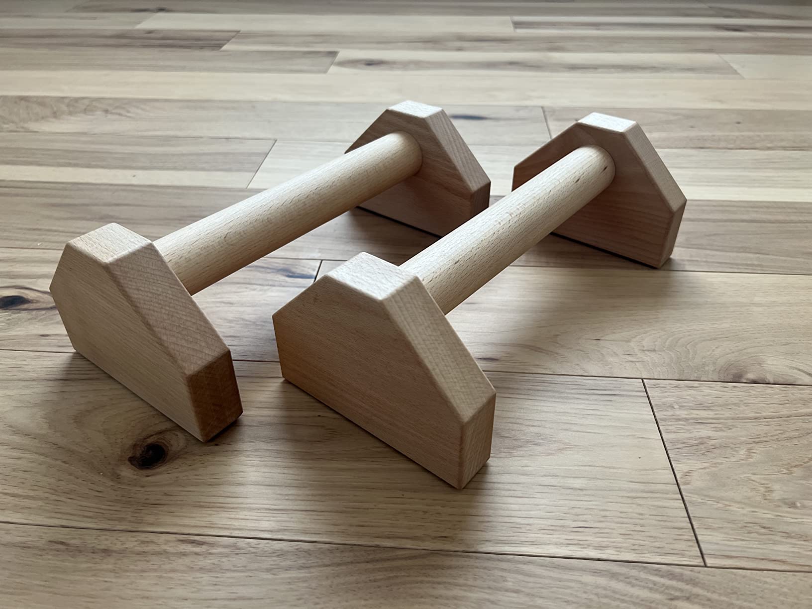 CALI SPORTS Calisthenics Wood Parallettes Bars | Push Up Bar That Will Not Slip or Wobble | Wrist Wraps Included customer photo 2