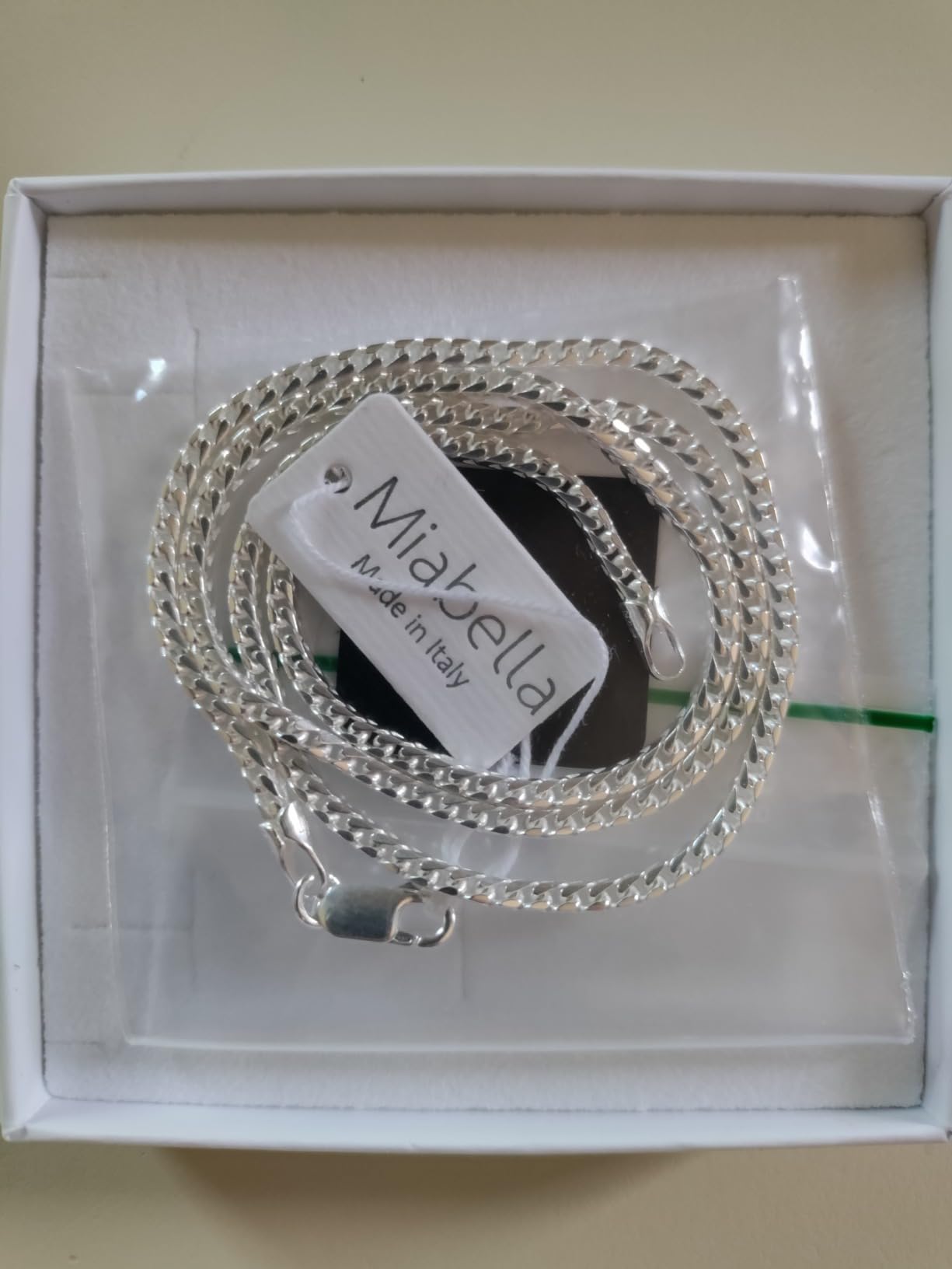 Solid 925 Sterling Silver, 18Kt Gold Plated Italian 2.5mm Franco Square Box Link Chain Necklace for Men, Made in Italy customer photo 1