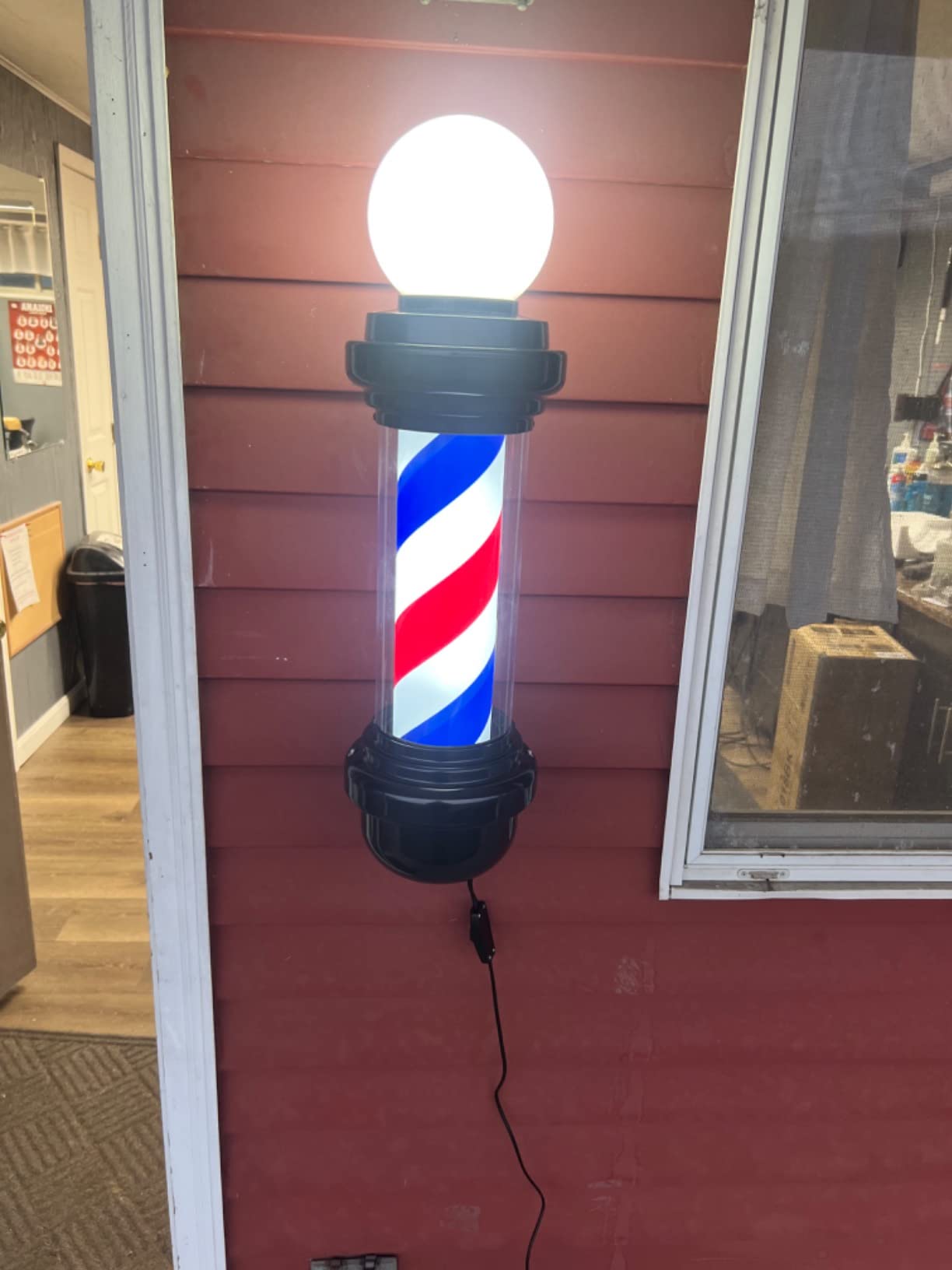 BarberPub Barber Pole Rotating LED Strips Light Metal Hair Salon Sign L018 (Black&White) customer photo 2