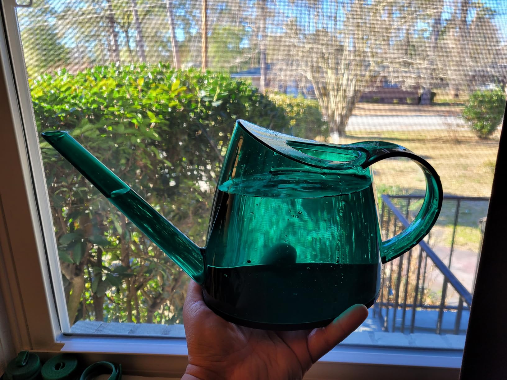 Small Indoor Watering Can for House Plants - Stylish Dark Green Plastic Watering Pitcher with Long Spout for Potted Plants, Succulents, and Desk Gardens 1.4L (Green) customer photo 2