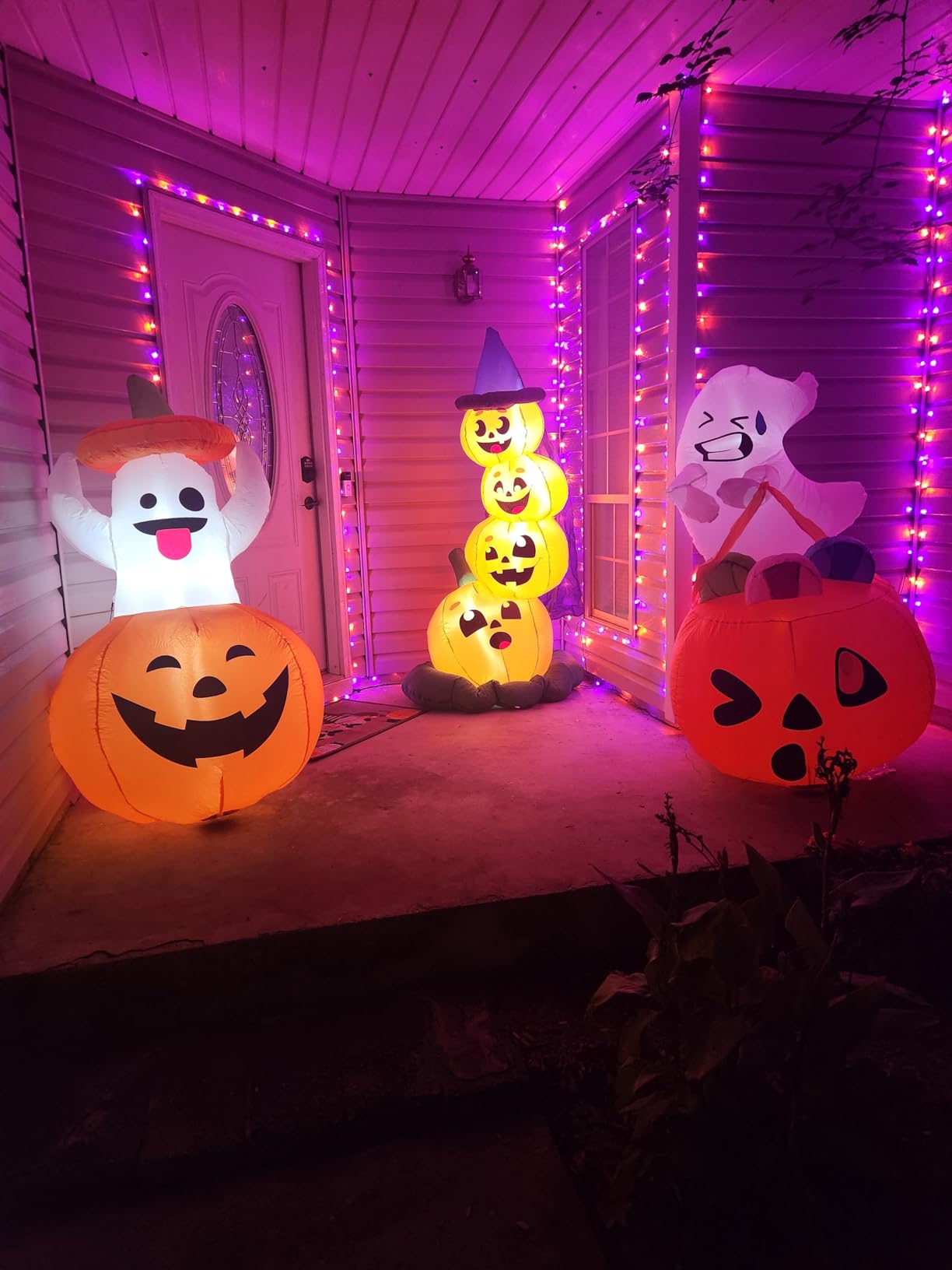 Joiedomi 6 FT Halloween Inflatables Outdoor Decorations, Blow Up Yard Decorations Inflatable Pumpkins with Witch Hat with Build-in LEDs, Stacked Pumpkins Blow Ups for Yard, Halloween Decor customer photo 1
