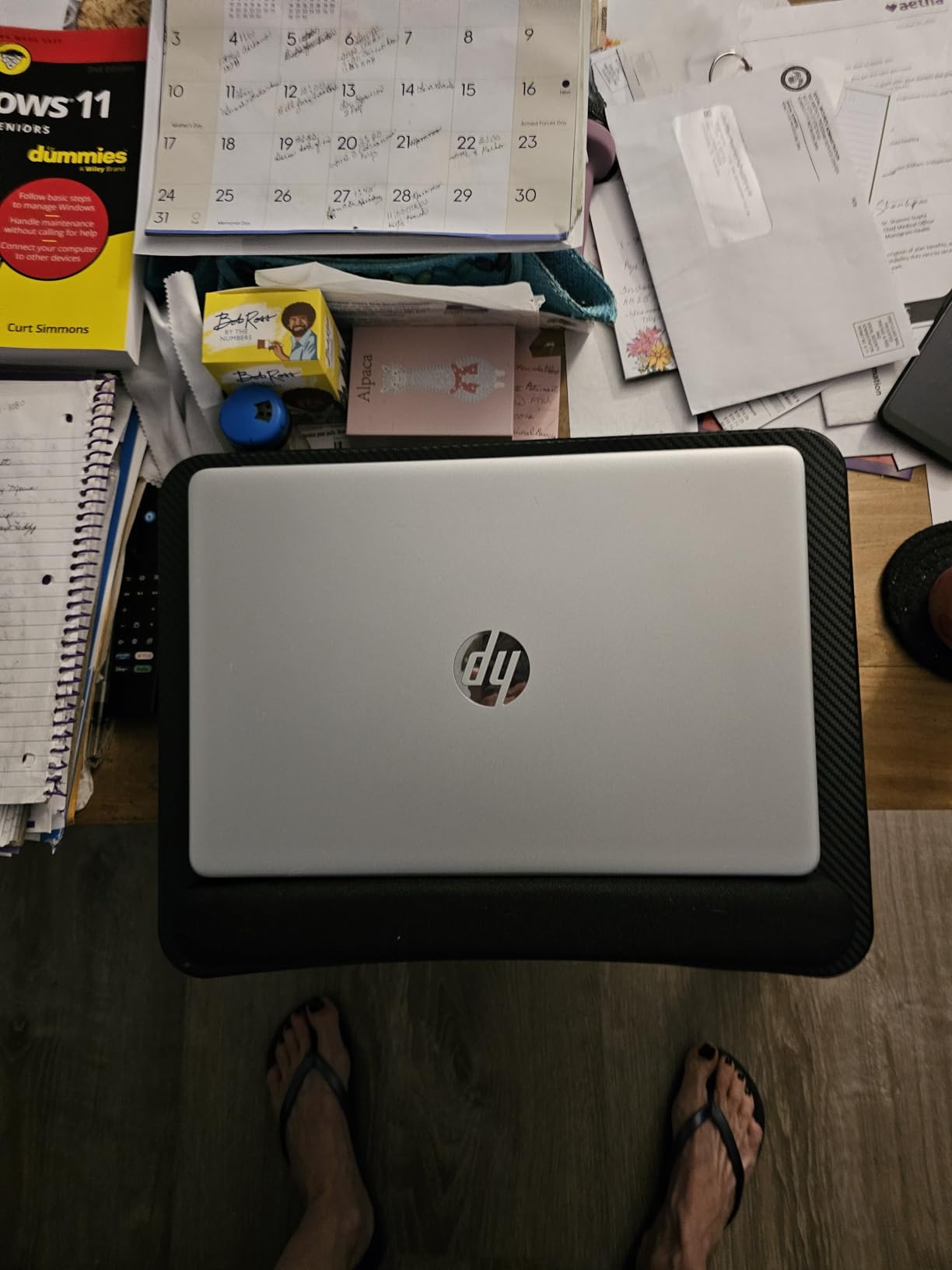 HUANUO Laptop Lap Desk - Portable Lap Desk with Pillow Cushion, Fits up to 15.6 inch Laptop, with Anti-Slip Strip & Storage Function for Home Office Students Use as Computer Laptop Stand, Book Tablet customer photo 1