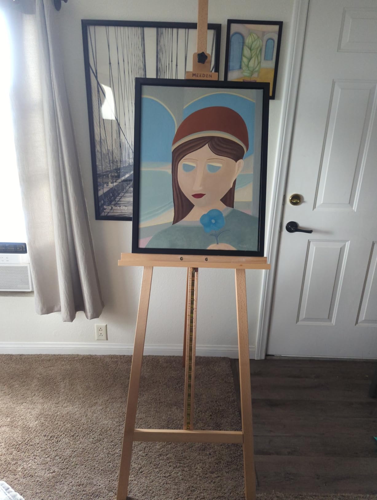 MEEDEN Painting Wooden Art Easel: Solid Beechwood Display Easel Stand Hold Canvas up to 43'' - Adjustable Easel from 57''-76