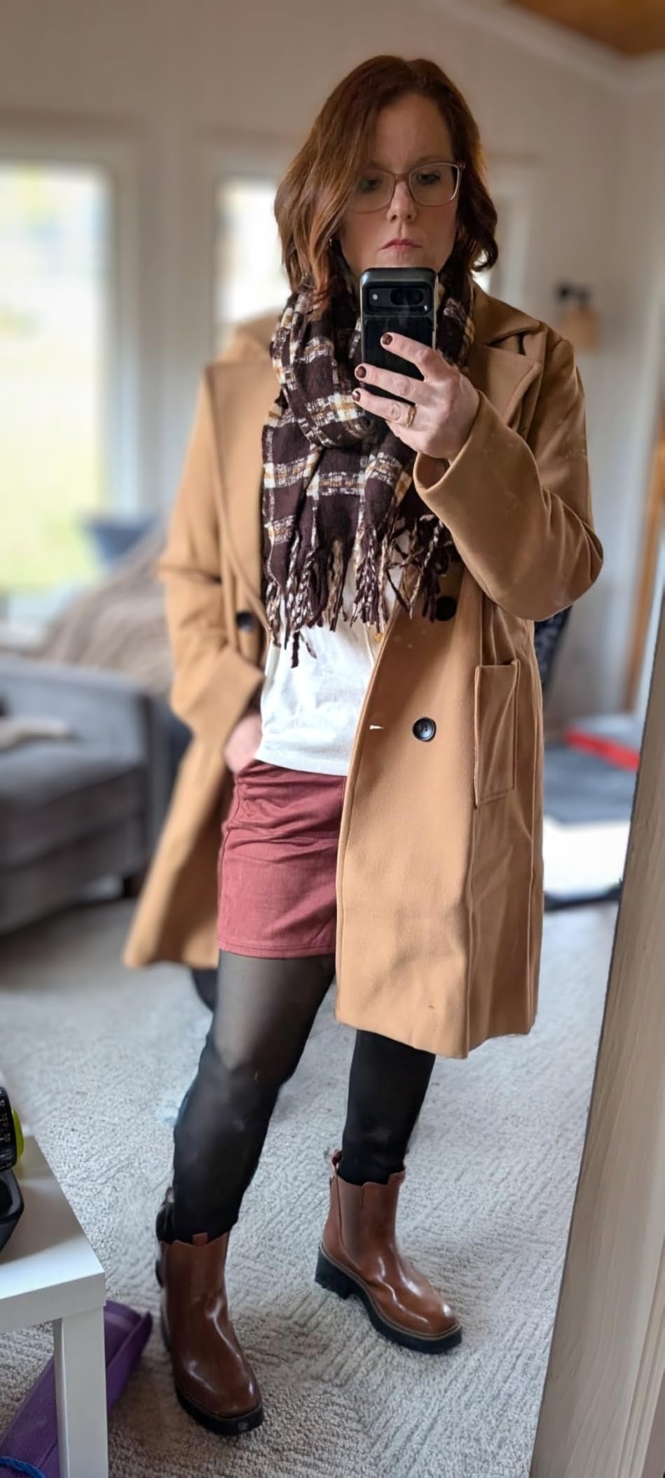 Women Elegant Notched Collar Double Breasted Wool Blend Over Coat customer photo 1