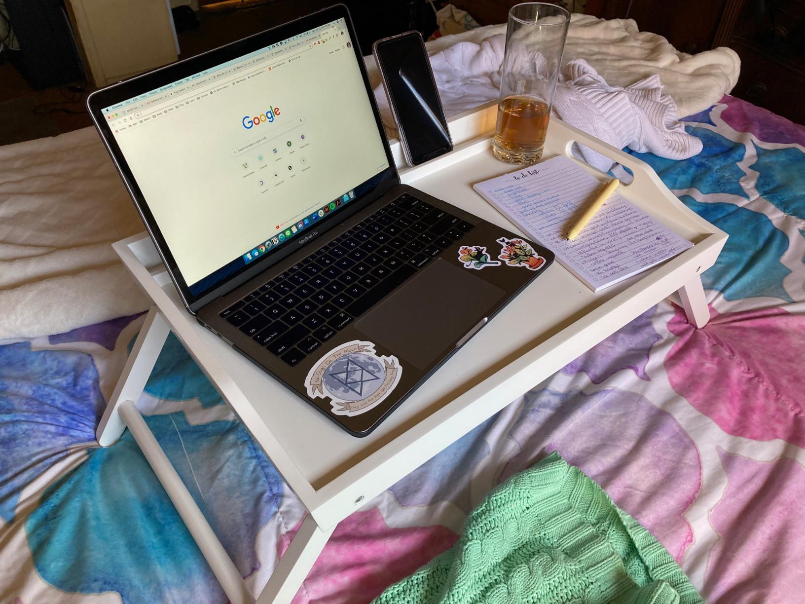 ROSSIE HOME Bamboo Bed Tray with Phone Holder, Extra Large Lap Desk for Laptops up to 17.3 Inches - Java - Style No. 78112 customer photo 1