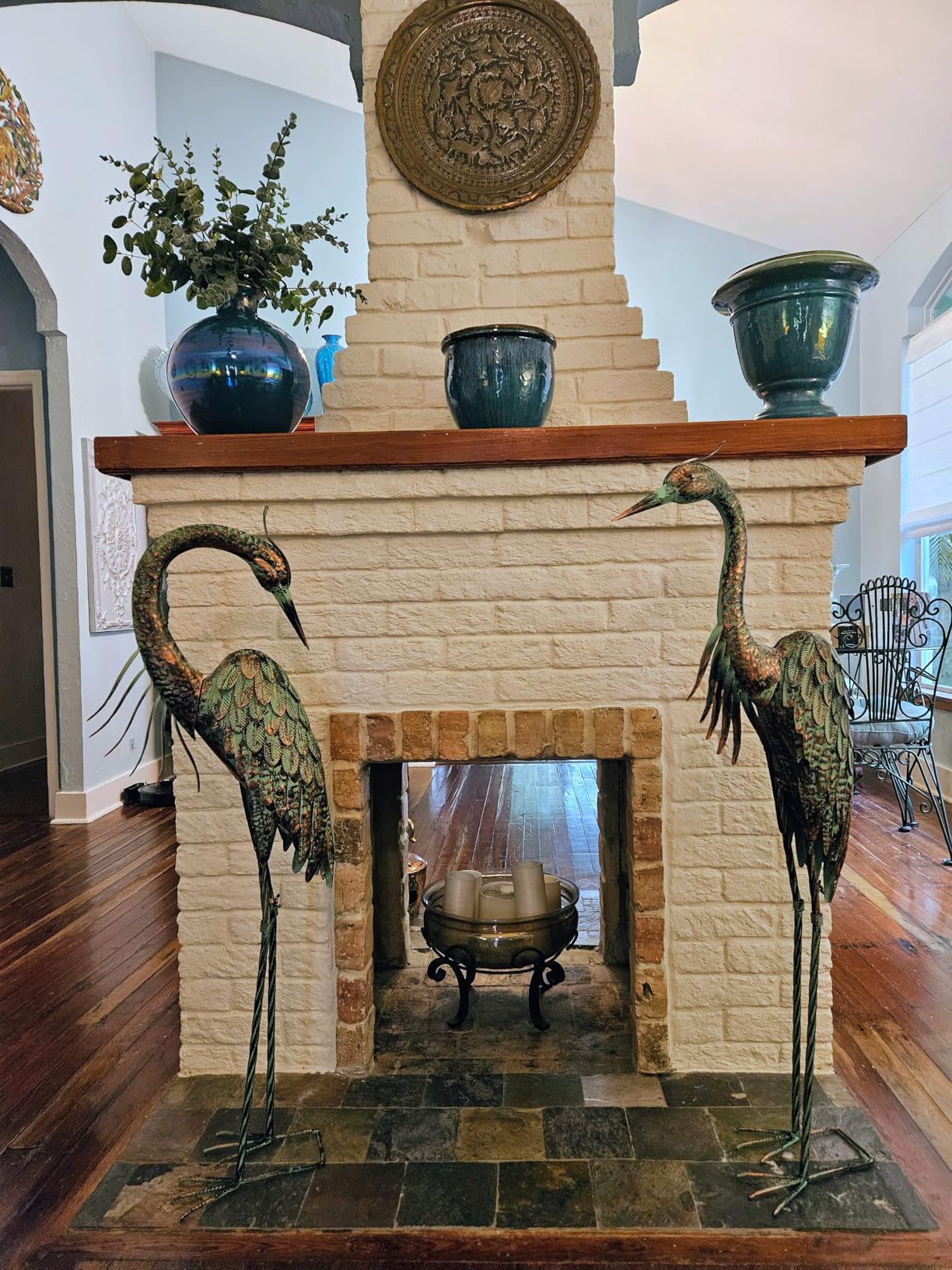 Kircust Garden Crane Statues, Standing Metal Patina Heron Decoy Outdoor Statue, 42-46 Inch Bird Yard Art for Patio Lawn Pond, Set of 2 customer photo 2