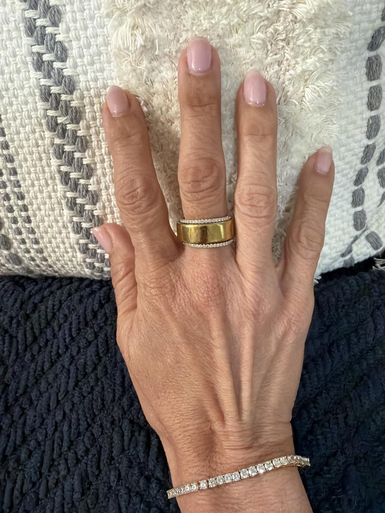 PAVOI 14K Gold Plated Eternity Ring | Stackable Cubic Zirconia Gold Band Ring | Dainty Diamond-Inspired Womens Wedding Jewelry customer photo 2