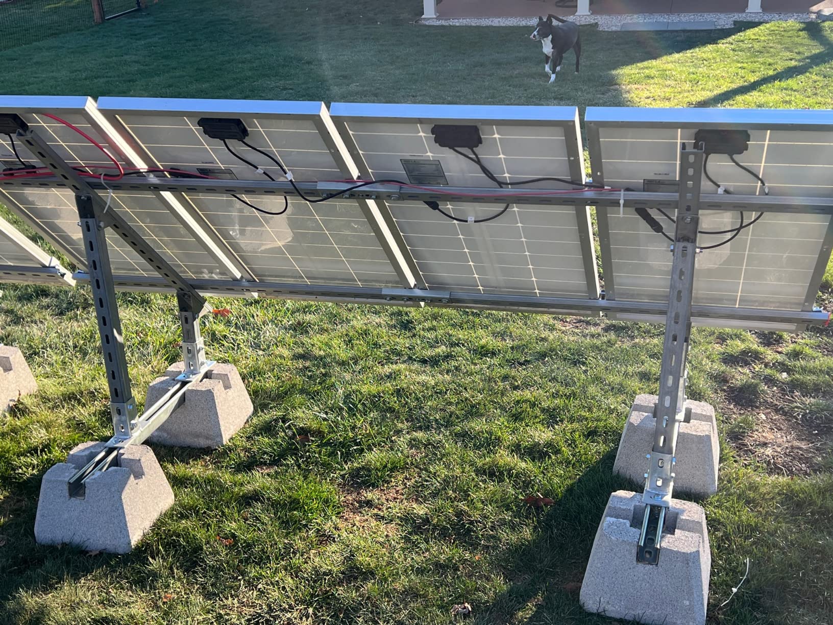 ECO-WORTHY Upgraded Solar Ground Mount Adjustable Multi-Pieces Solar Panel Mounting Brackets Kit System for 4pcs 200W/3pcs 300W/2pcs 400W Solar Panels for Ground,Open Space, Cabins and Backyard Sheds customer photo 1
