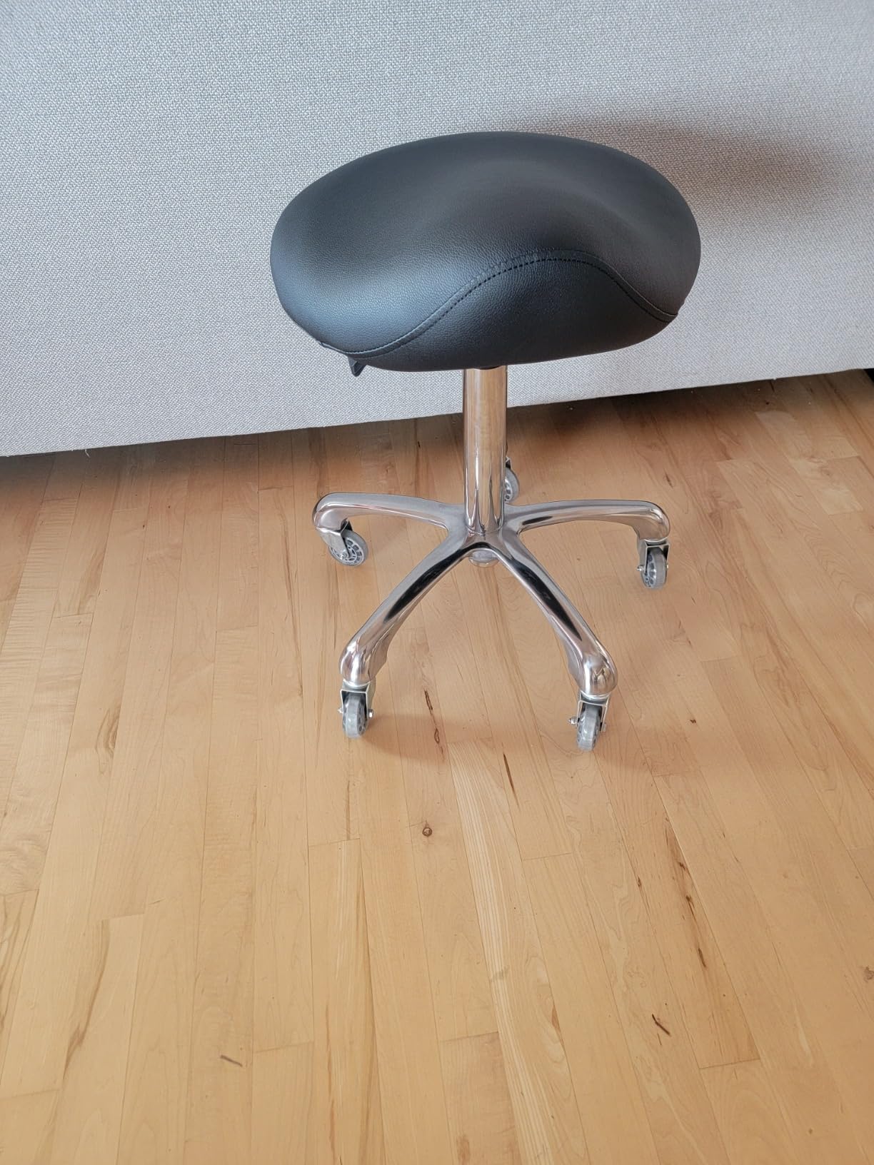 Professional Saddle Stool with Wheels Ergonomic Swivel Rolling Height Adjustable for Clinic Dentist Beauty Salon Tattoo Home Office (Black) customer photo 2
