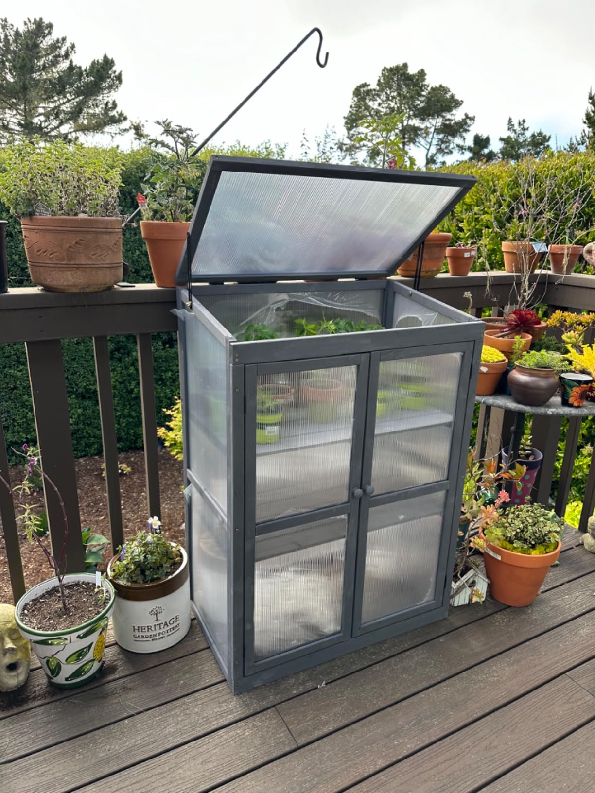MCombo Wooden Cold Frame Greenhouse, Raised Flower Planter Shelf Protection for Outdoor Indoor Use, 0760 (Orange) customer photo 2