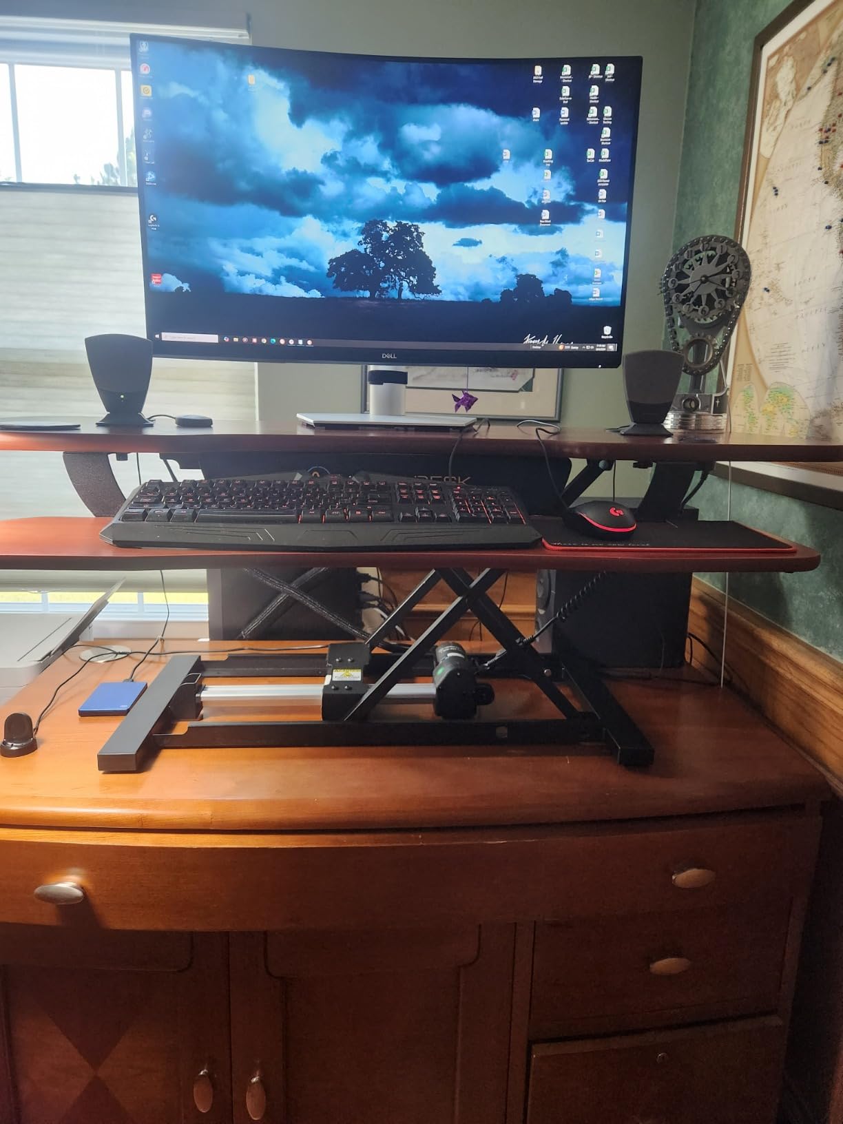 VERSADESK PowerPro 36 Inch Electric Standing Desk Converter - Push-Button Height Adjustable Sit to Stand Desk Riser for Dual Monitors & Laptop - Motorized Desktop Workstation with Wide Keyboard Tray customer photo 1