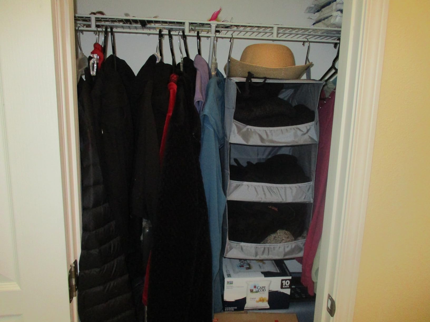 GRANNY SAYS 3-Shelf Hanging Closet Organizer and Storage, Collapsible Hanging Closet Shelves, Hanging Organizer for Closet & RV, Gray, 29.5
