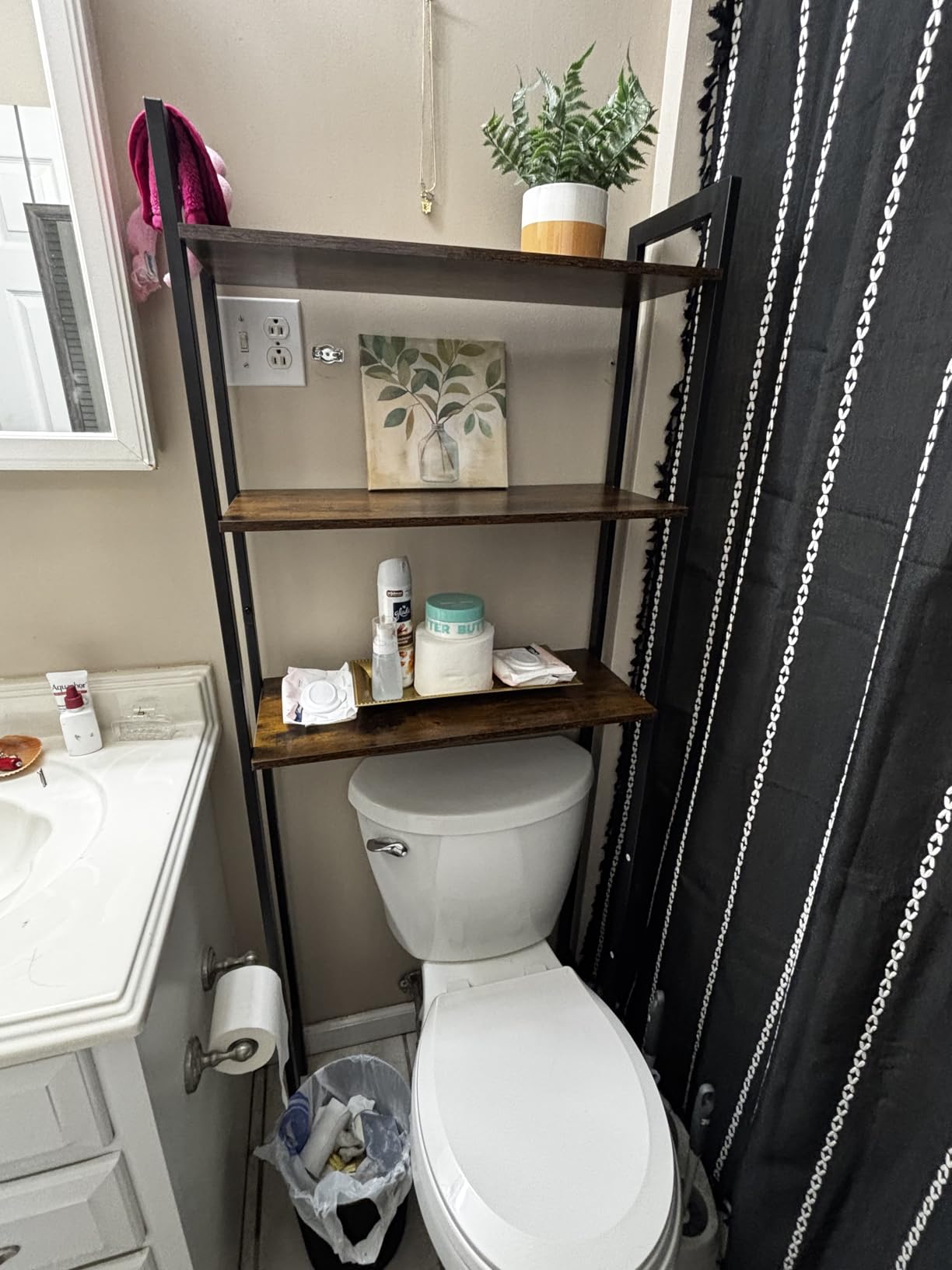 HOOBRO Over The Toilet Storage, 3-Tier Bathroom Organizer Shelf Over Toilet, Freestanding Bathroom Storage Shelves, Space Saver, Easy to Assemble for Room, Rustic Brown and Black BF41TS01 customer photo 1