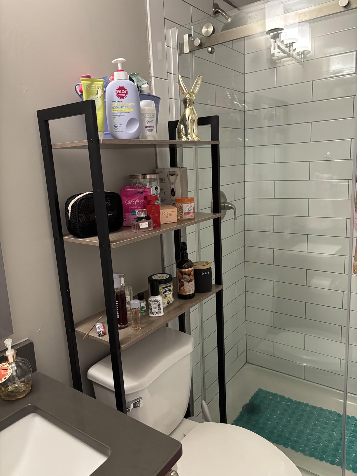 HOOBRO Over The Toilet Storage, 3-Tier Bathroom Organizer Shelf Over Toilet, Freestanding Bathroom Storage Shelves, Space Saver, Easy to Assemble for Room, Rustic Brown and Black BF41TS01 customer photo 2