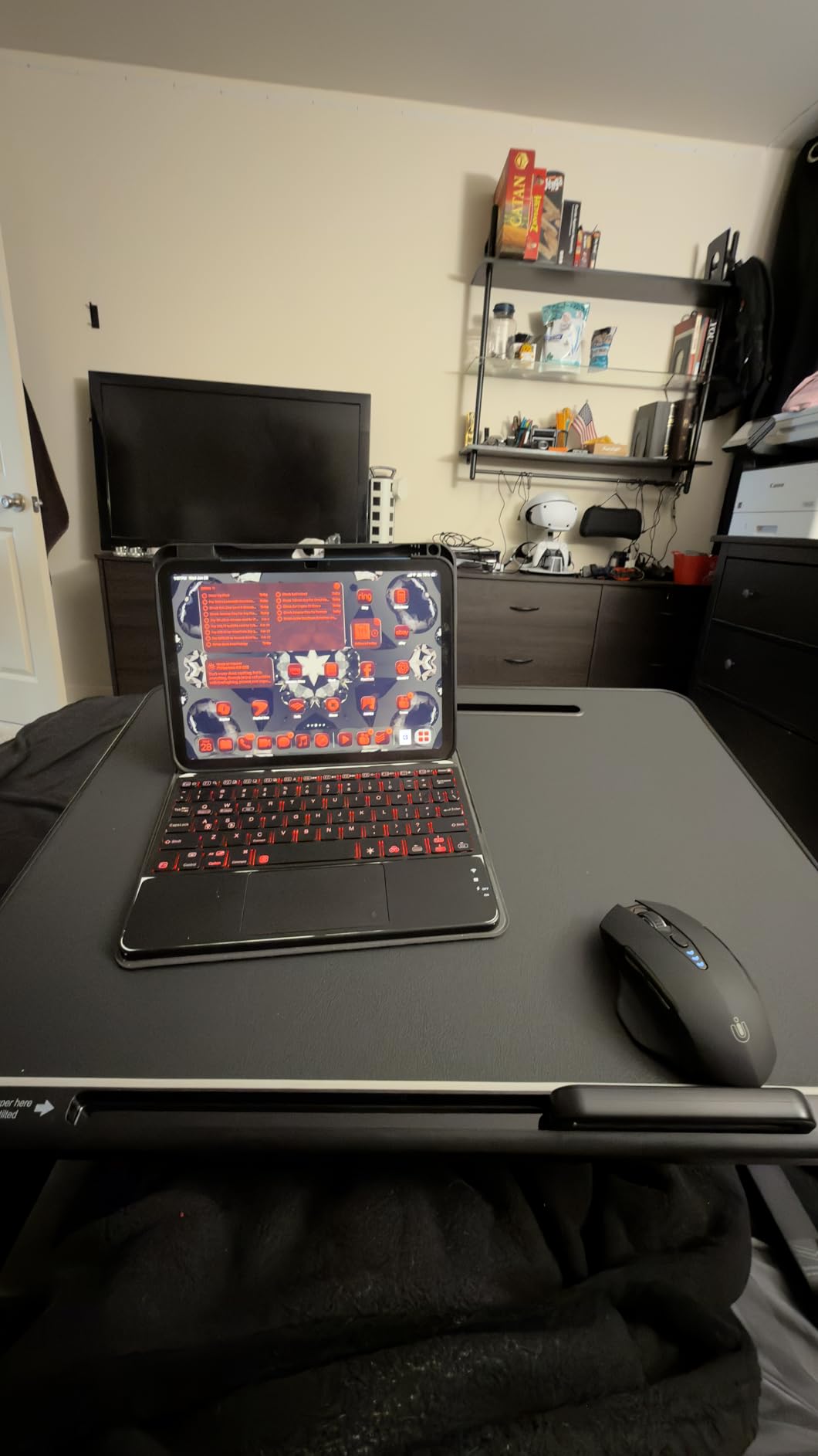 Laptop Bed Tray Desk, SAIJI X-Large Adjustable Laptop Table, Foldable Laptop Desk with Storage Drawer and Bookstand for Eating, Working, Writing, Gaming, Drawing (Black) customer photo 1